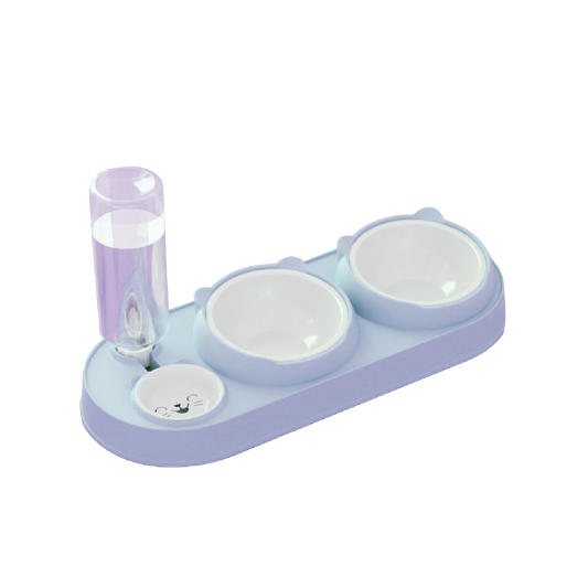 Pet Dual Bowls With Water Feeder 40.5 X 16.5 CM 500 ml