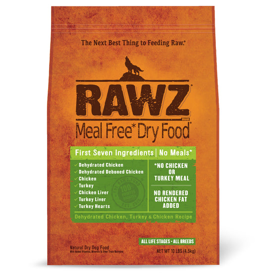 RAWZ MEAL-FREE DEHYDRATED CHICKEN, TURKEY & CHICKEN DOG FOOD RECIPE