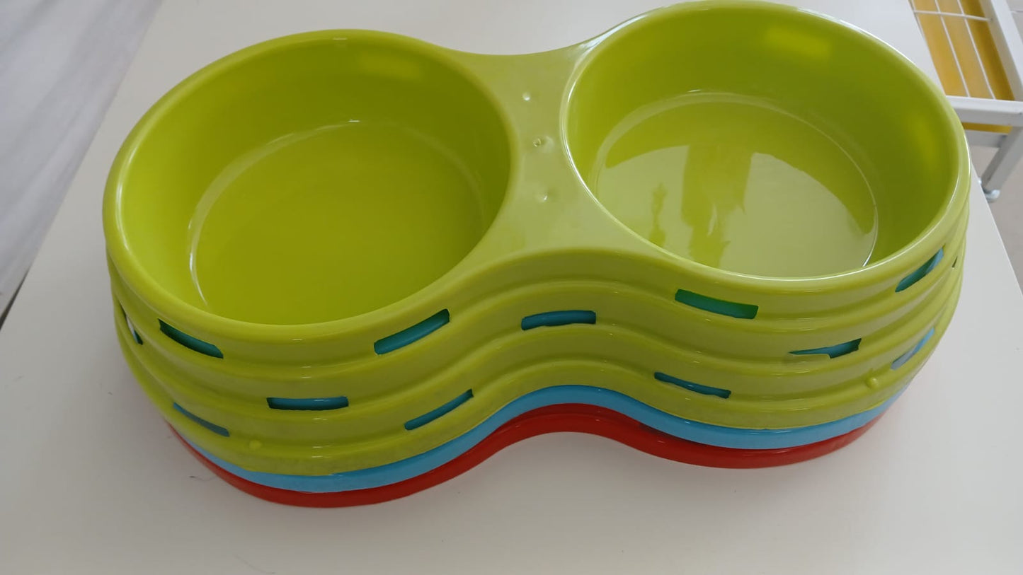 Plastic double Bowl (Various Colors)