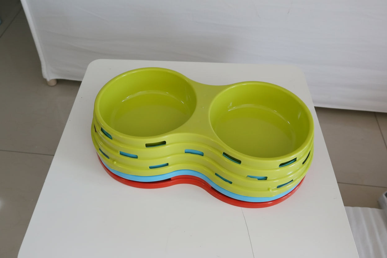 Plastic double Bowl (Various Colors)