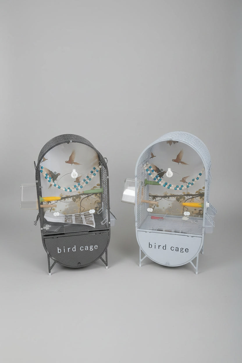 Small Bird Cage with Acrylic Face and Bird Toys (38x28x72)