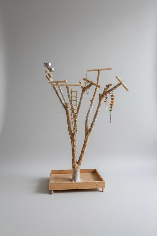 Wood Bird Stand