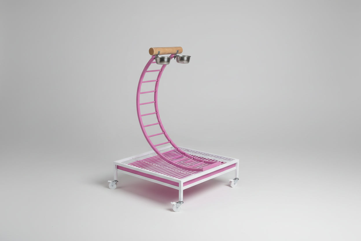 Half-Circle Ladder Steel Bird Stand Pink