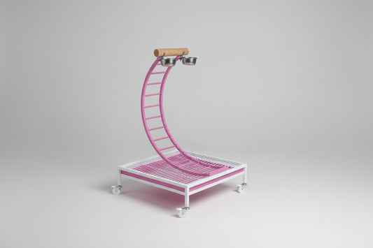 Half-Circle Ladder Steel Bird Stand Pink