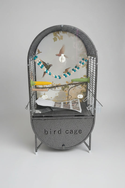Small Bird Cage with Acrylic Face and Bird Toys (38x28x72)
